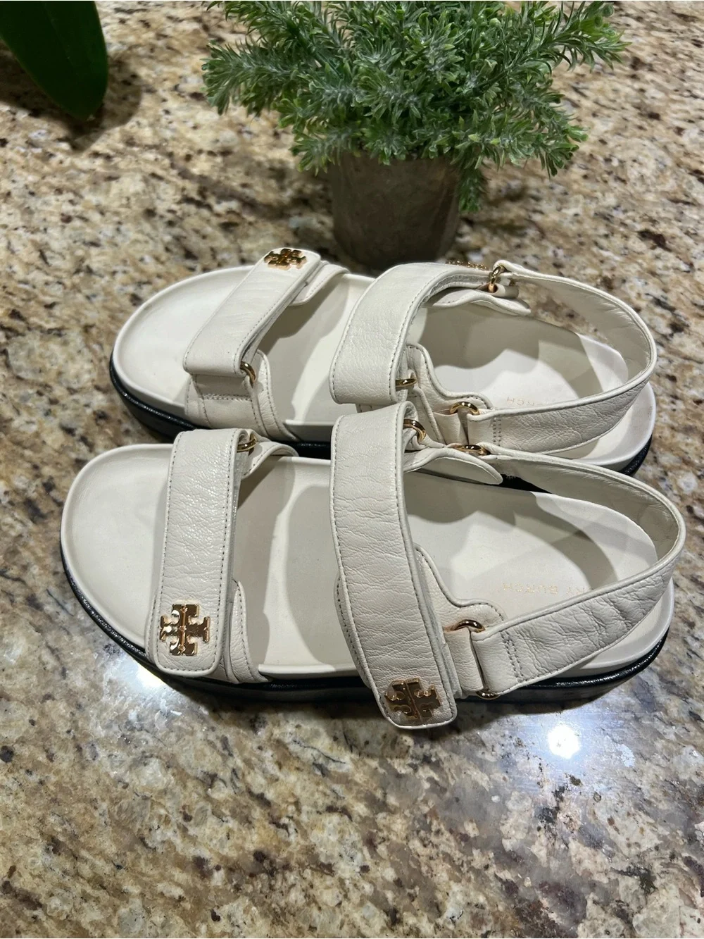 Tory Burch Kira New Ivory Leather Slingback Sandals 8M